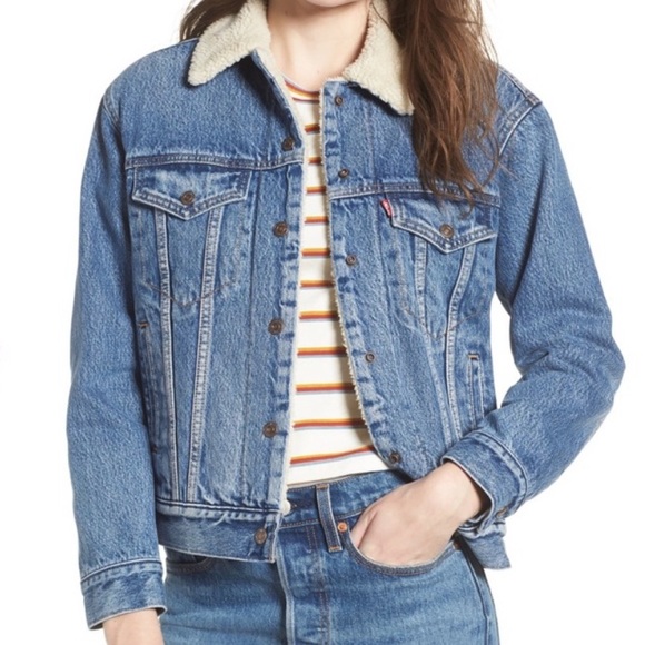 Levi’s faux shearling blue jacket Sz XL - Picture 3 of 8